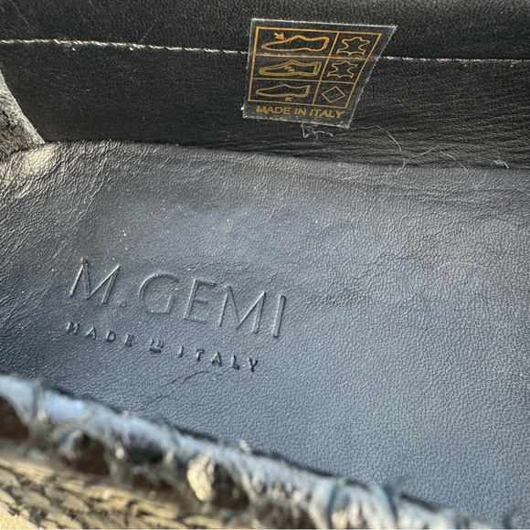 M. Gemi Snakeskin Loafers Black Leather Driver Shoes Moccasin Mens Made in Italy - Picture 14 of 17